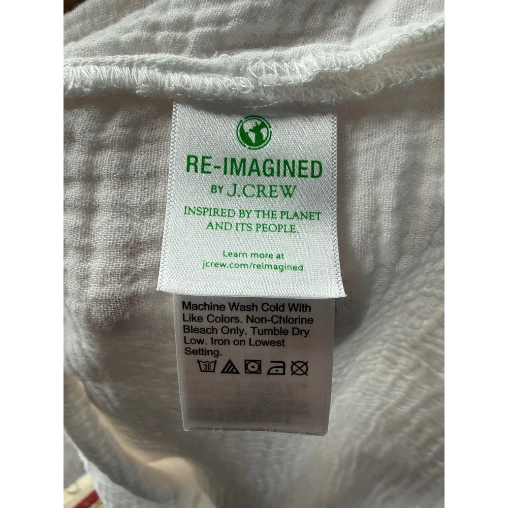 J.Crew BI431 Double Gauze V-Neck Top Womens S Off White Short Sleeve Pocket